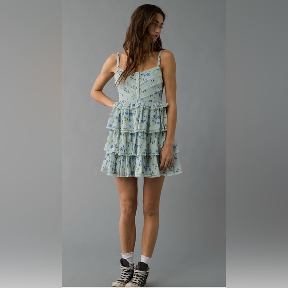 American Eagle Outfitters Ruffled Tiered Mini Dress - Picture 1 of 7